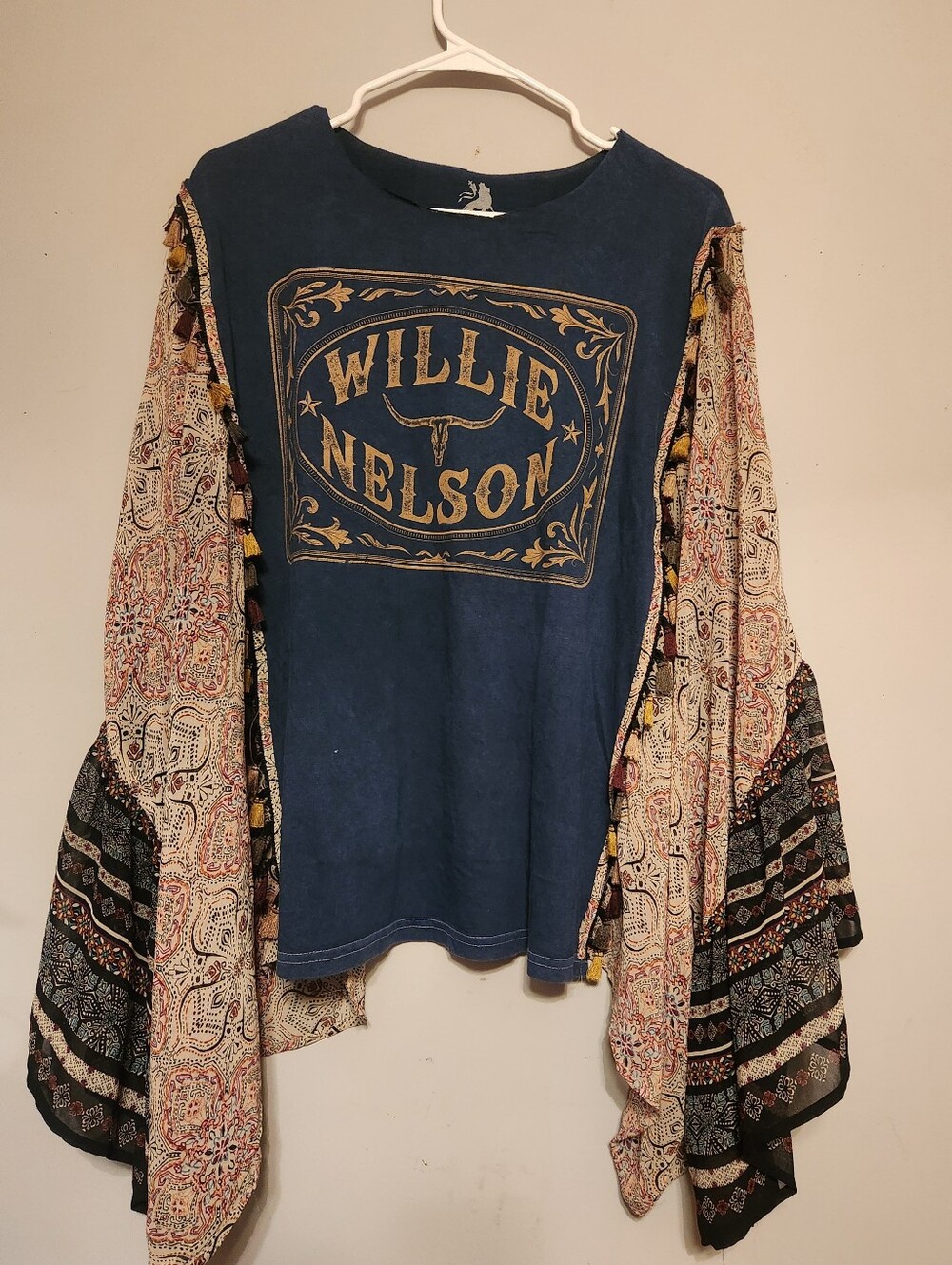 Upcycled Willie Nelson Tee With Kimono Sleeves